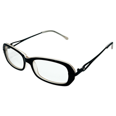 CURLY Small Clear Rectangular 90s Vintage Frame | PremiumBlack White-Giant Vintage Eyewear