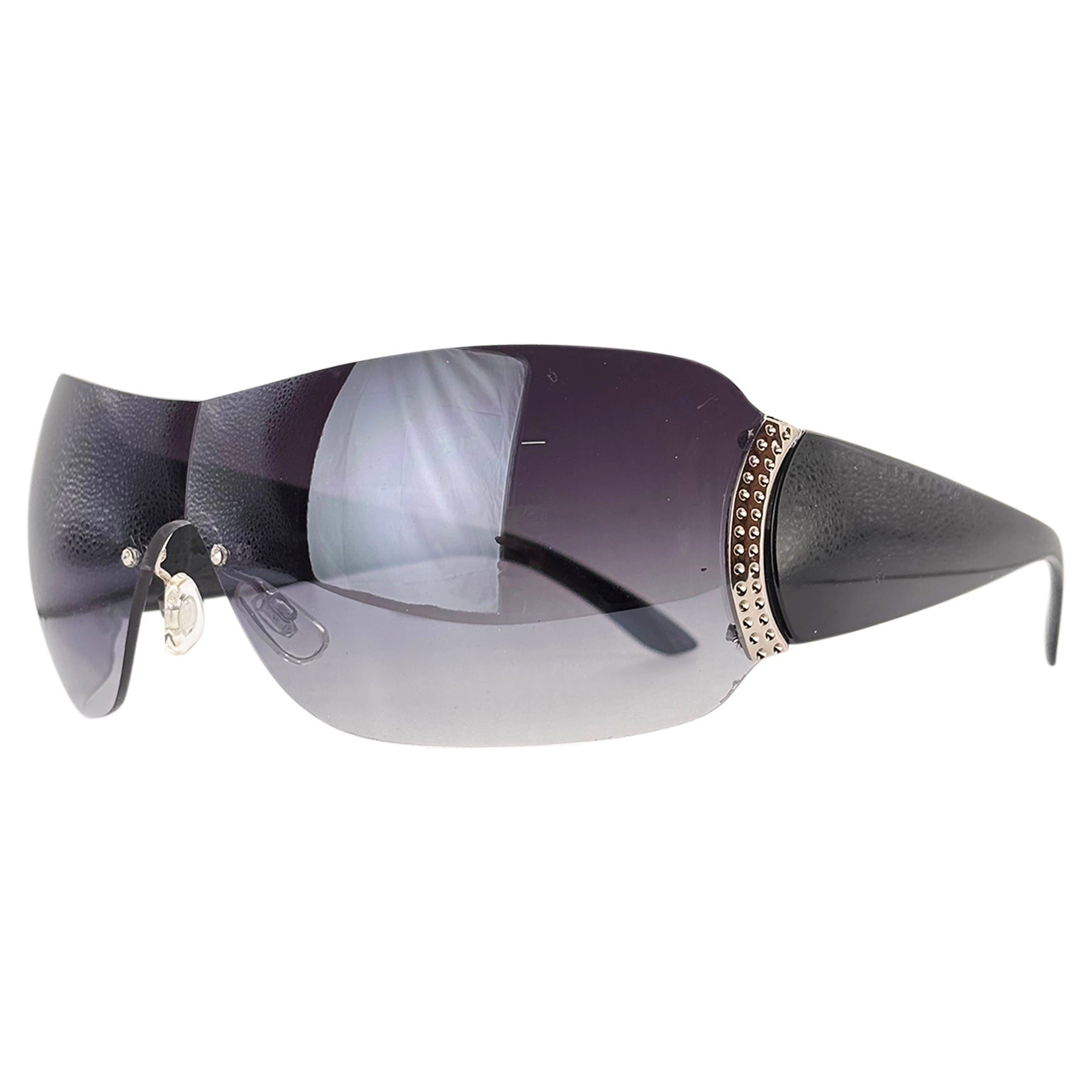 DELICIOUS Rimless Shield SunglassesBlack/Smoke-Giant Vintage Eyewear