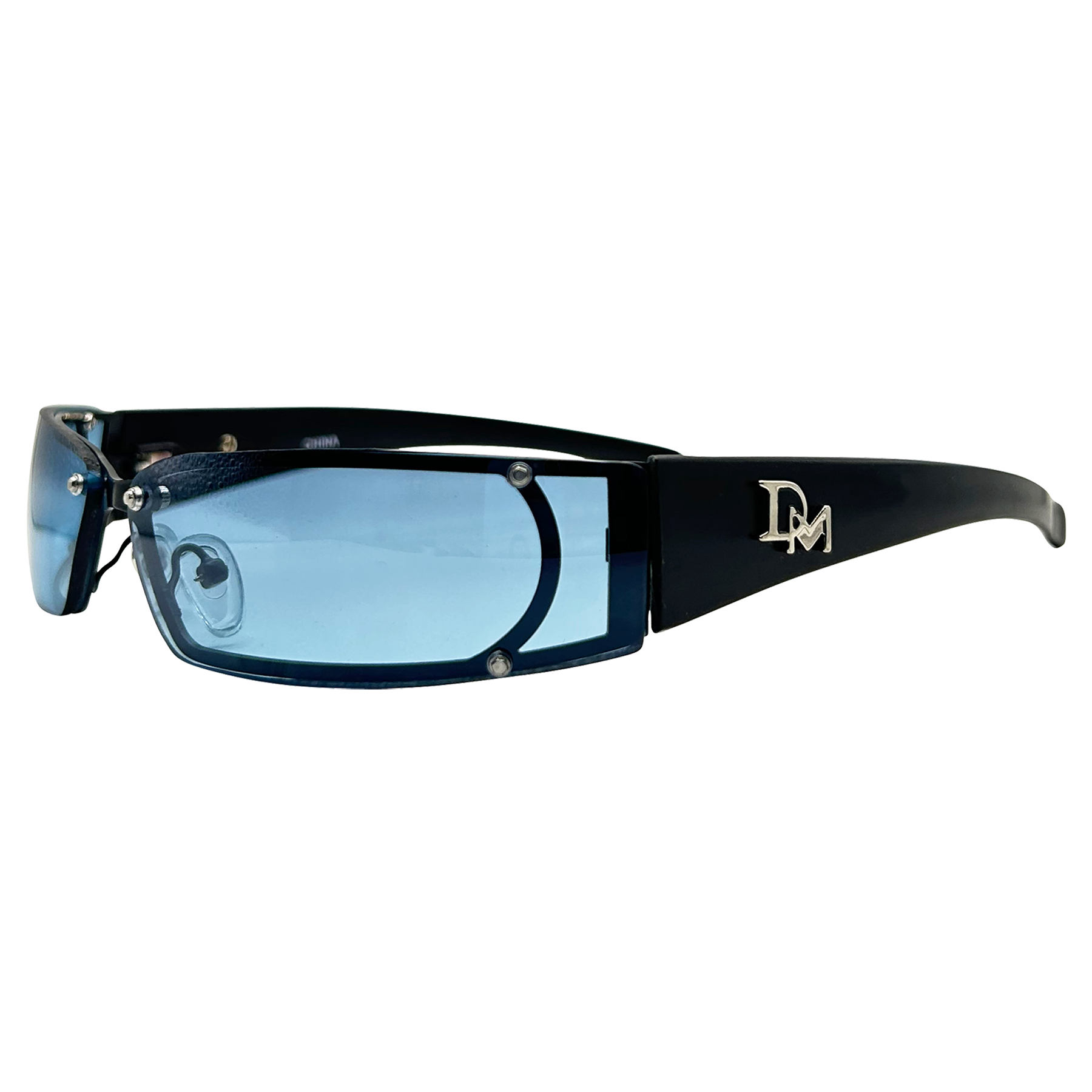 blue rectangular sunglasses