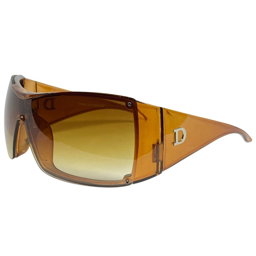 BOMBSHELL Y2K Shield SunglassesAmber-Giant Vintage Eyewear