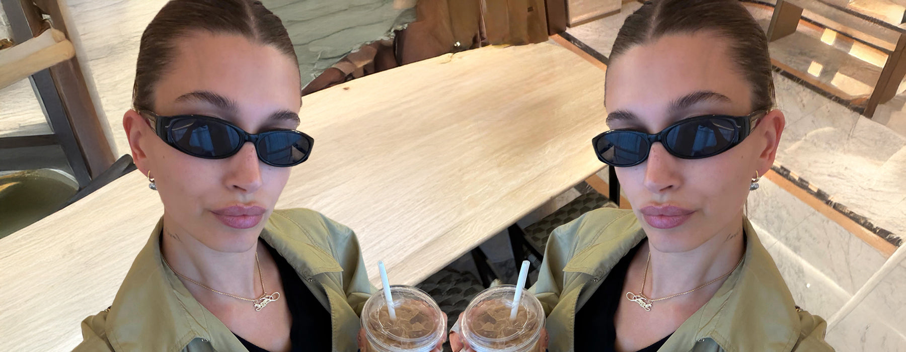 Hailey Bieber wearing Giant Vintage DAISY 90s sunglasses