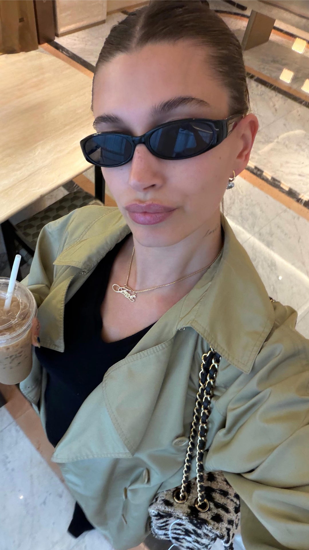 Hailey Bieber wearing Giant Vintage DAISY 90s sunglasses