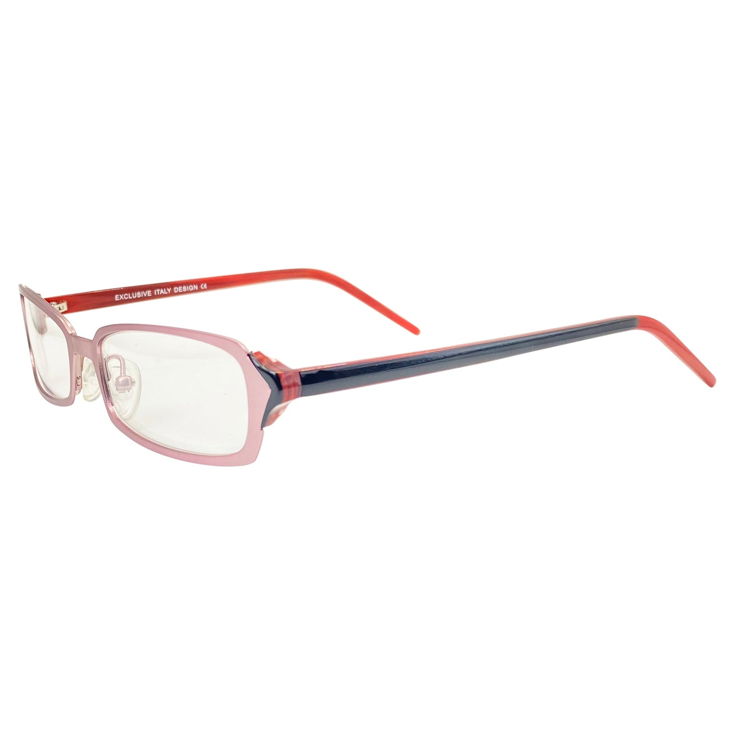 90s vintage glasses with a pink metal frame and excusive Italy design