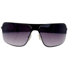 Front view of EVERYTHING Square Sunglasses featuring a silver metal frame, a wide flat-top bridge, and smoke gradient lenses on a white background.