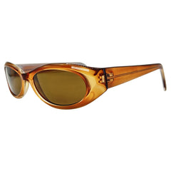 brown jelly colored sunglasses with 90s style vintage frame