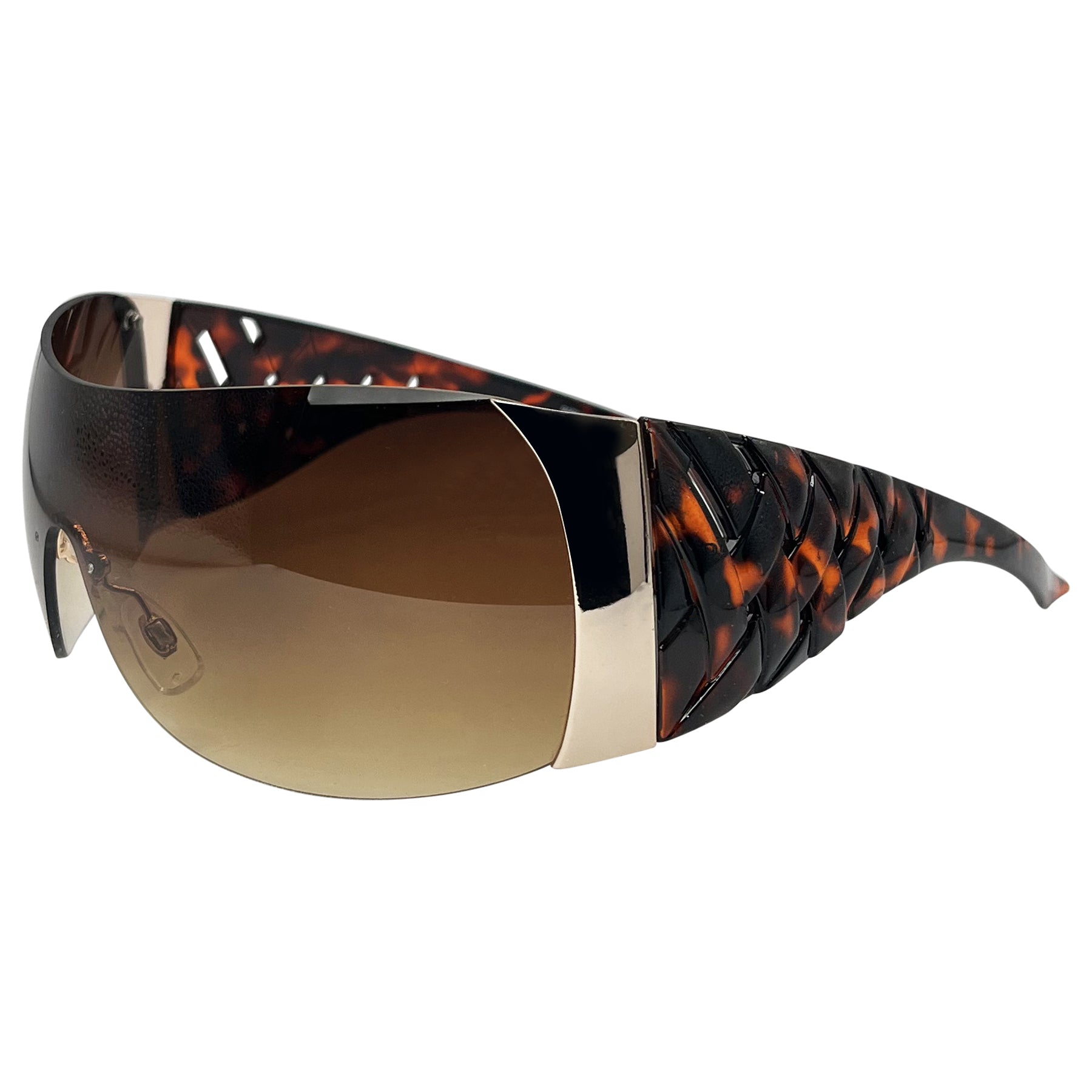 FERGALICIOUS Rimless Shield SunglassesTortoise-Giant Vintage Eyewear