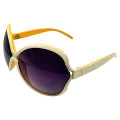 FLARED Boho Sheek Oversized SunglassesIvory Yellow/Smoke-Giant Vintage Eyewear