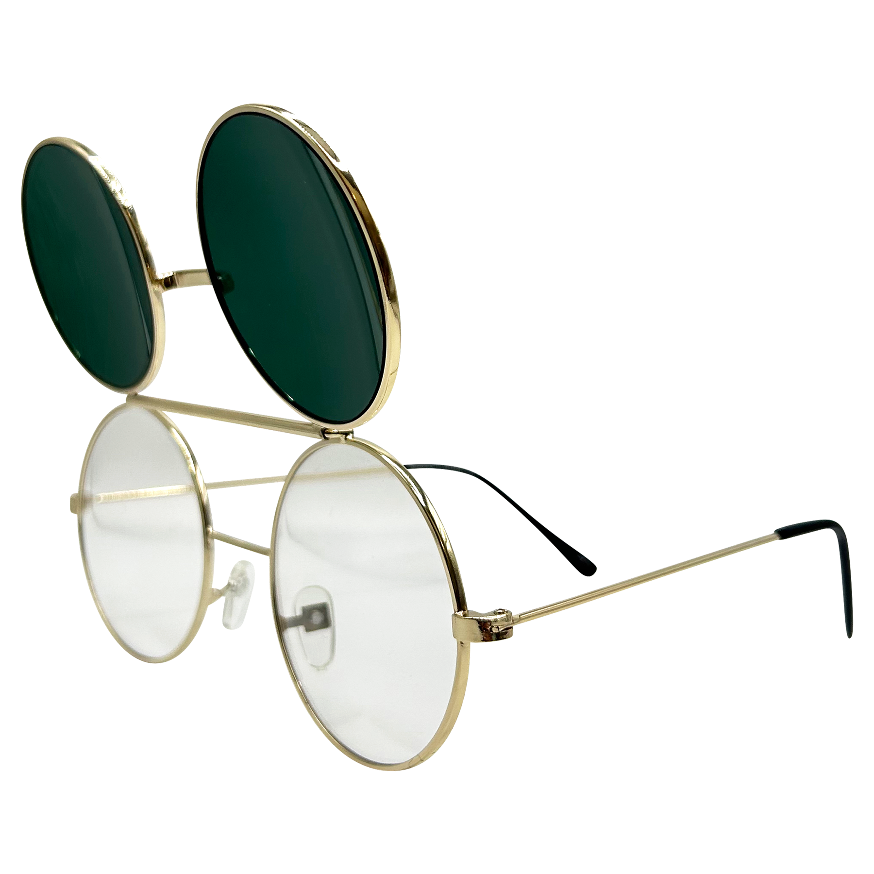 FLIP-CO Gold/Green Flip-Up Sunglasses