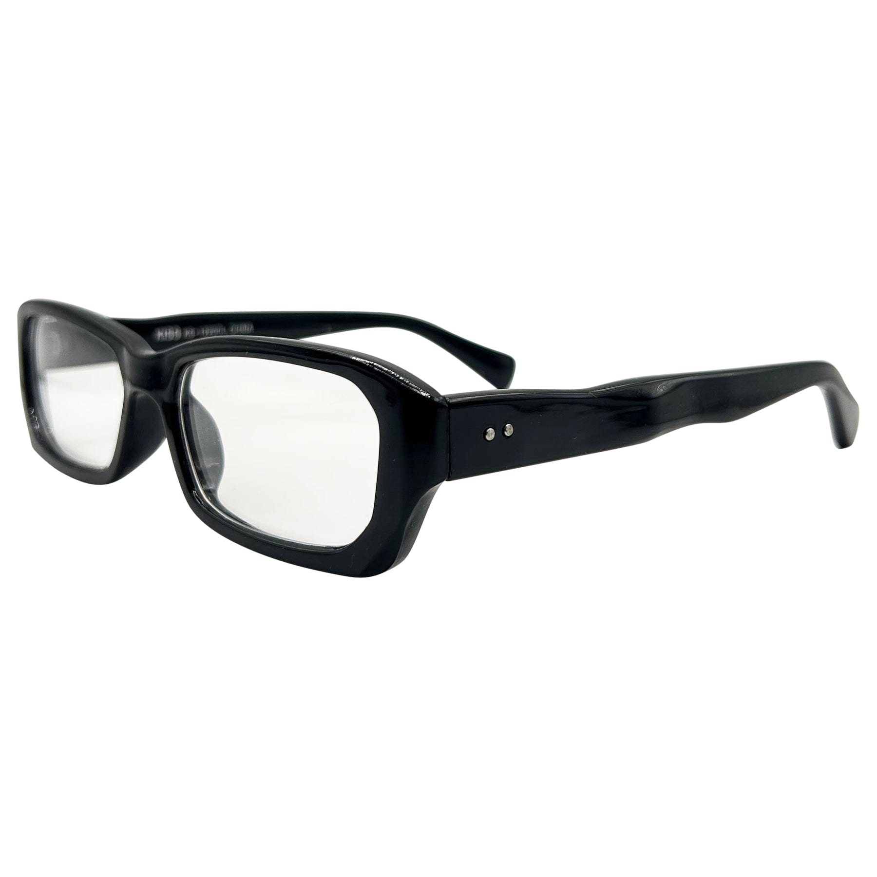 90s retro black glasses with clear lens