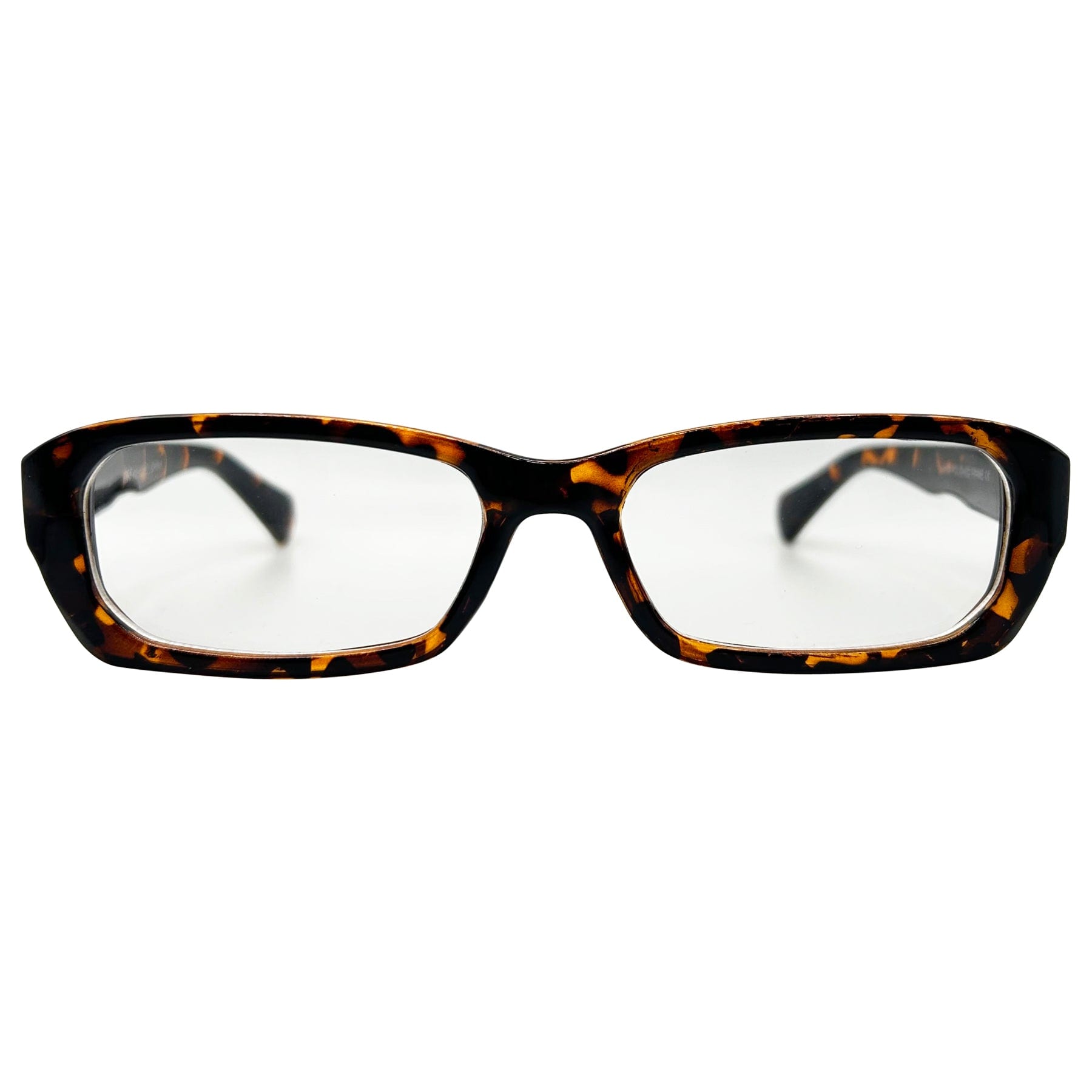 square shape tortoise sunglasses with a clear lens 