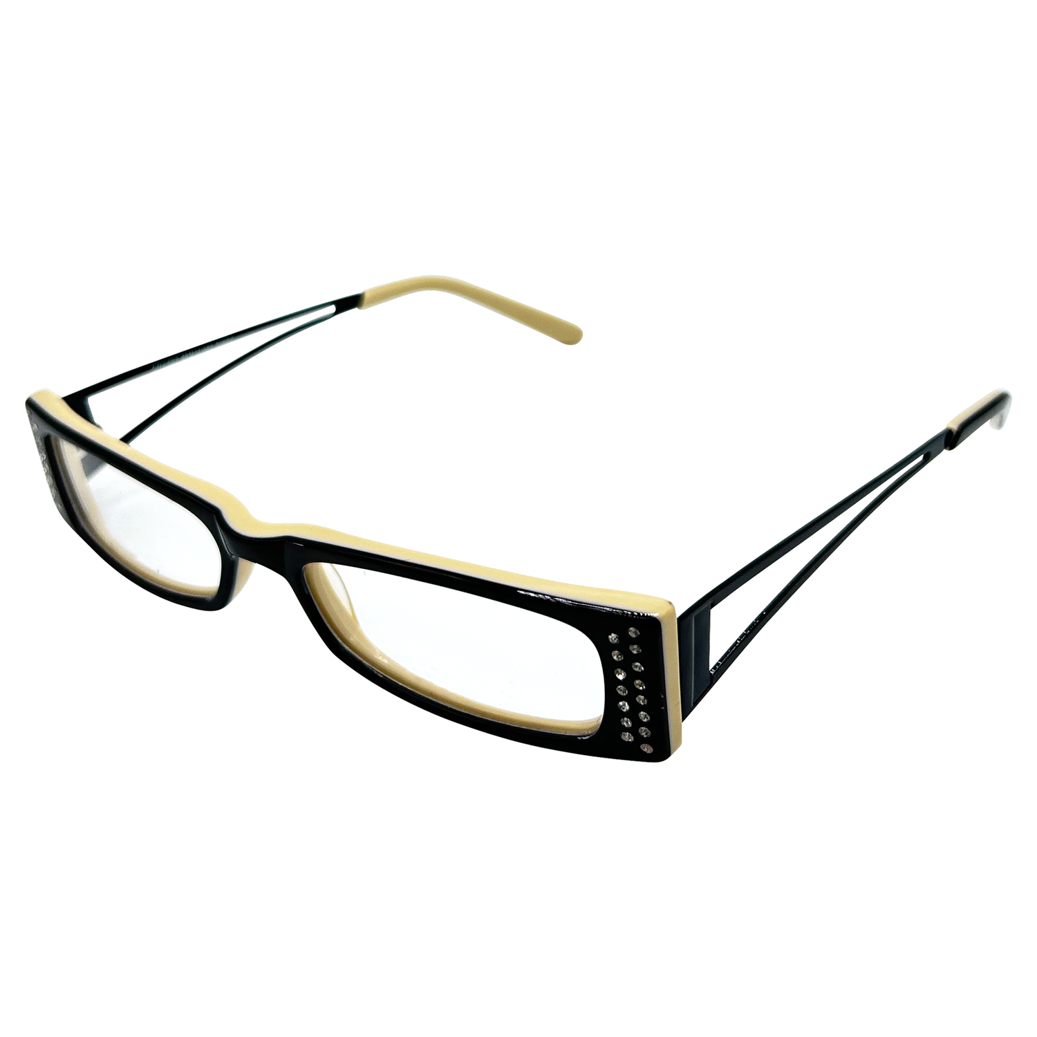 SOULLESS Small Clear Rectangular 90s GlassesBlack Ivory-Giant Vintage Eyewear