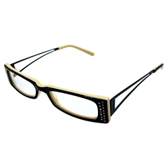 SOULLESS Small Clear Rectangular 90s GlassesBlack Ivory-Giant Vintage Eyewear