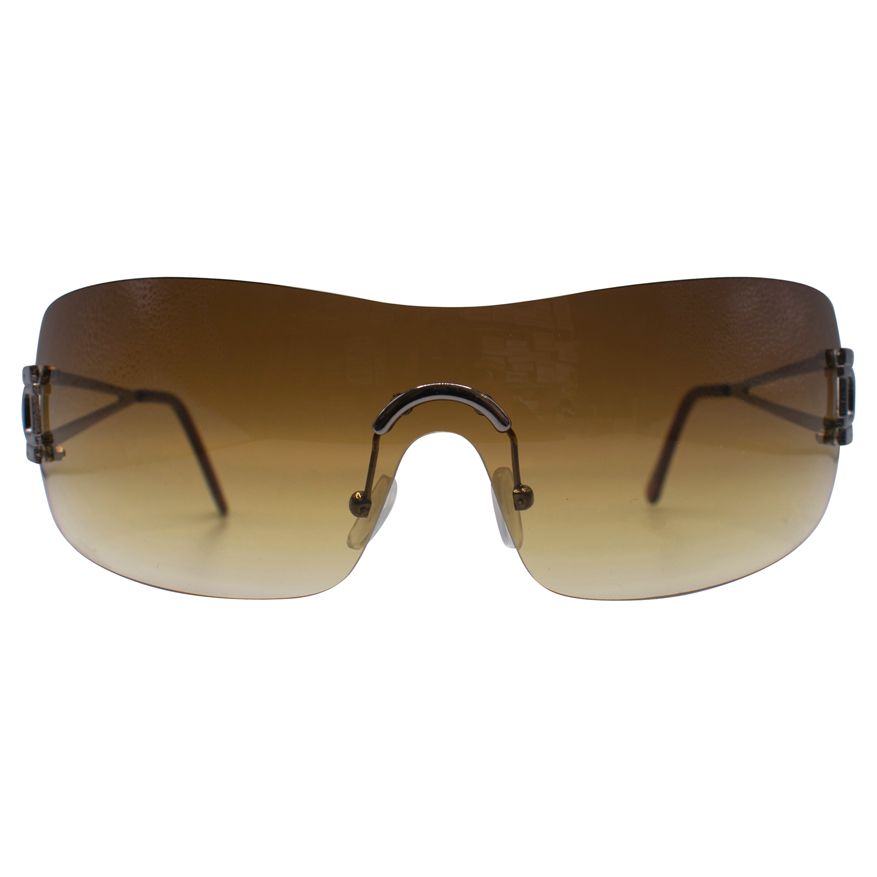 Vintage Chanel Shield Style Sunglasses Brown 