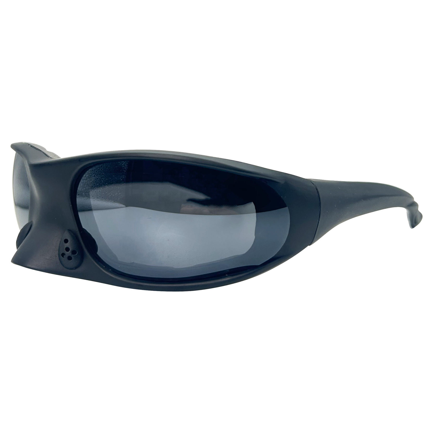 big black sunglasses, sporty wraparound style frame