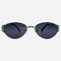 HUGO Oval Steampunk 90s Sunglasses | Luxe VintageGunmetal/Super Dark-Giant Vintage Eyewear