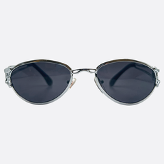 HUGO Oval Steampunk 90s Sunglasses | Luxe VintageBlack/Super Dark-Giant Vintage Eyewear