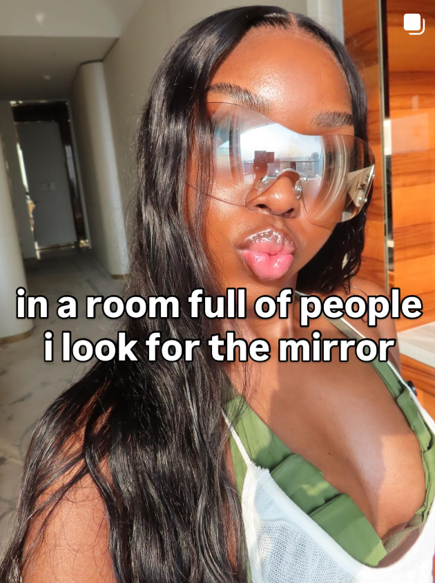 Person wearing goggles in a room with text overlay