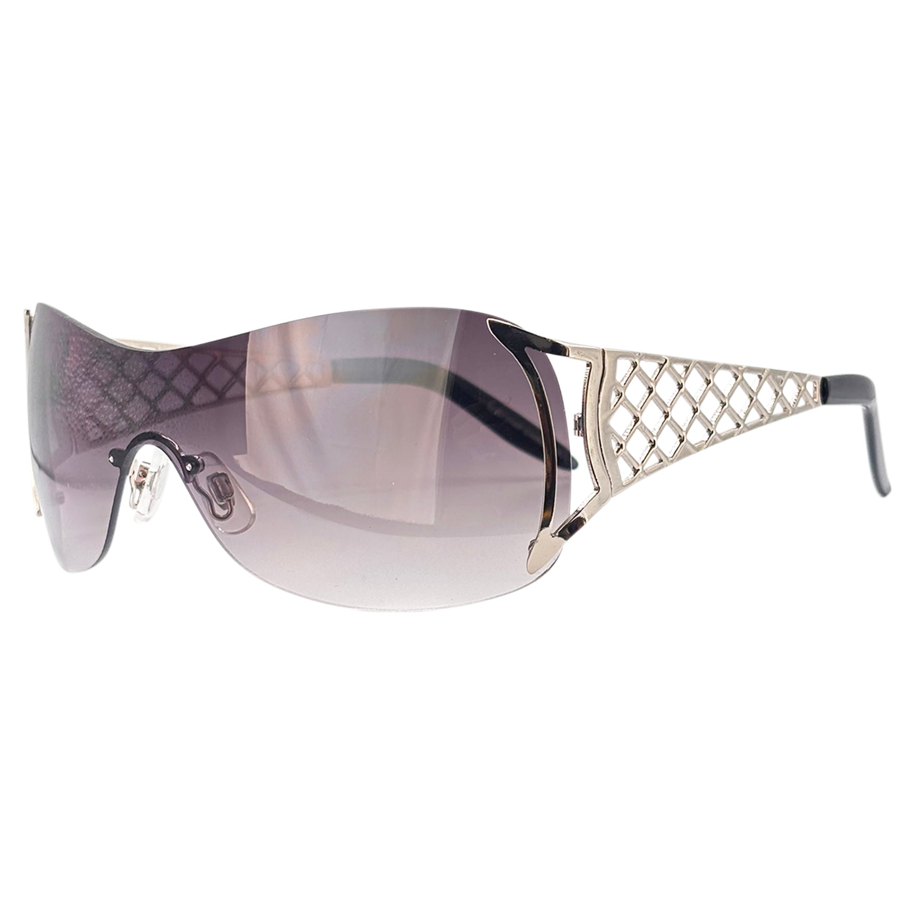 POPULAR Rimless Shield SunglassesSilver/Smoke-Giant Vintage Eyewear