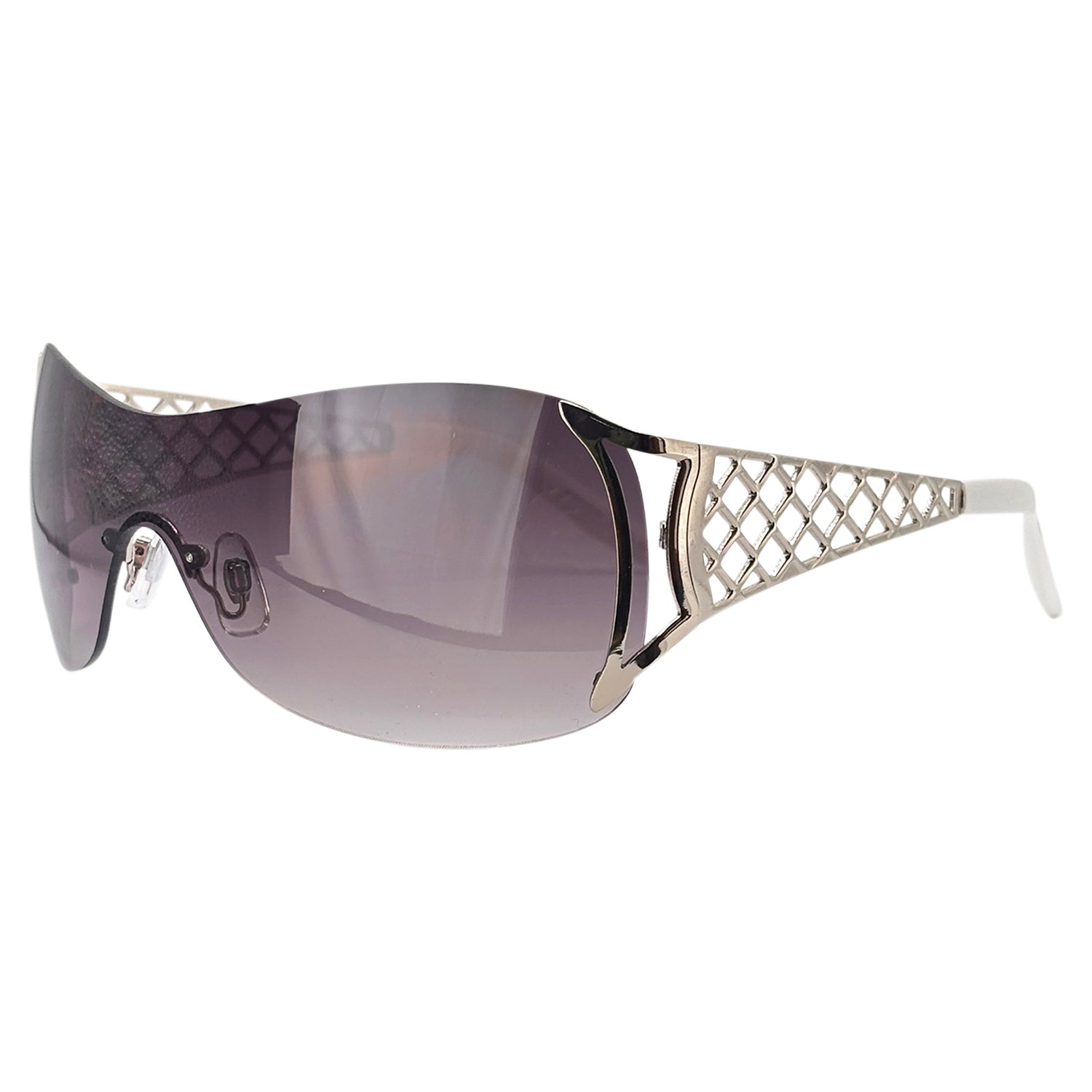 POPULAR Rimless Shield SunglassesWhite/Smoke-Giant Vintage Eyewear