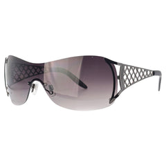POPULAR Rimless Shield SunglassesGunmetal/Smoke-Giant Vintage Eyewear