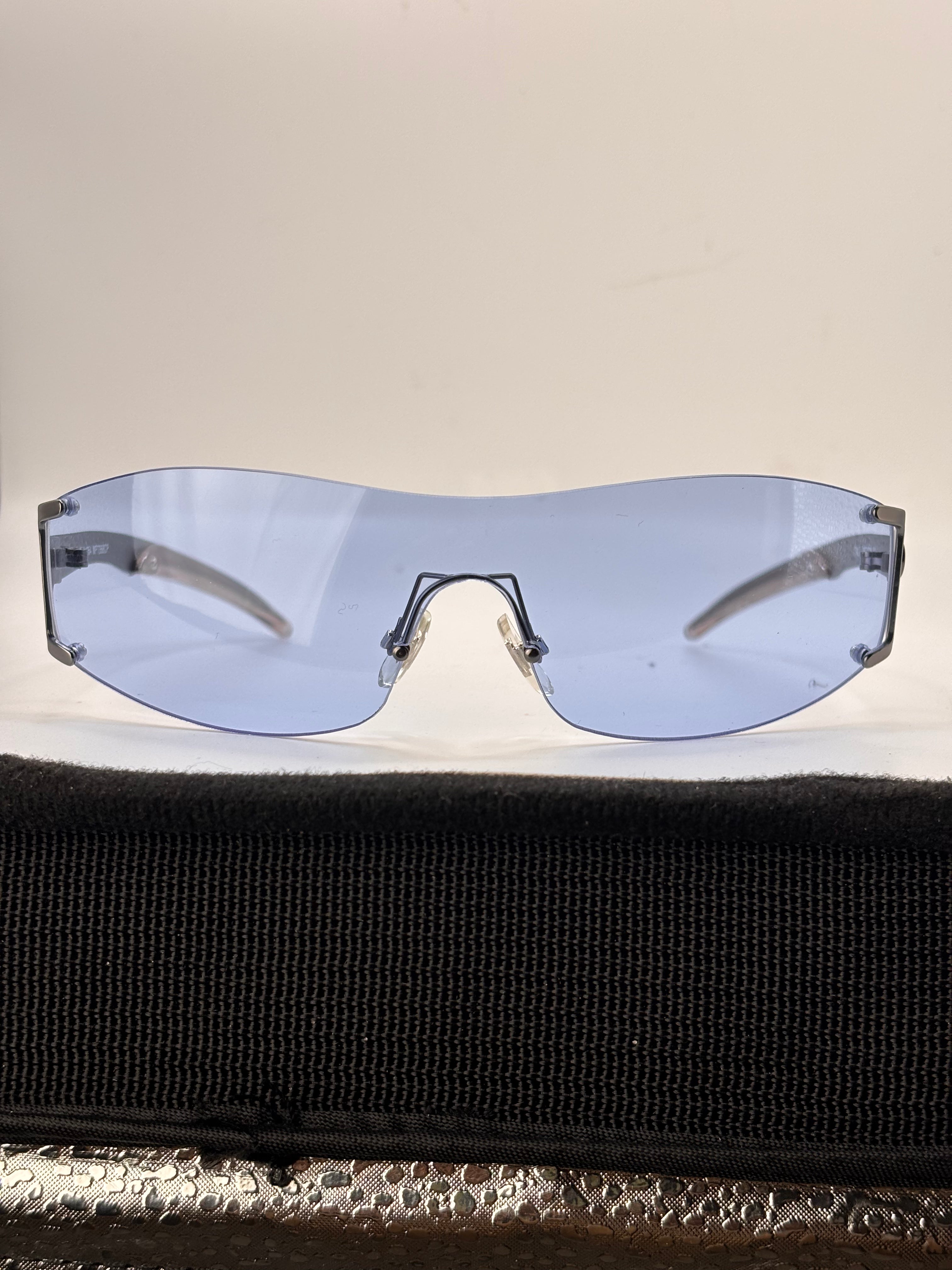 BOMB POP Rimless Colorful Shield Sunglasses-Giant Vintage Eyewear