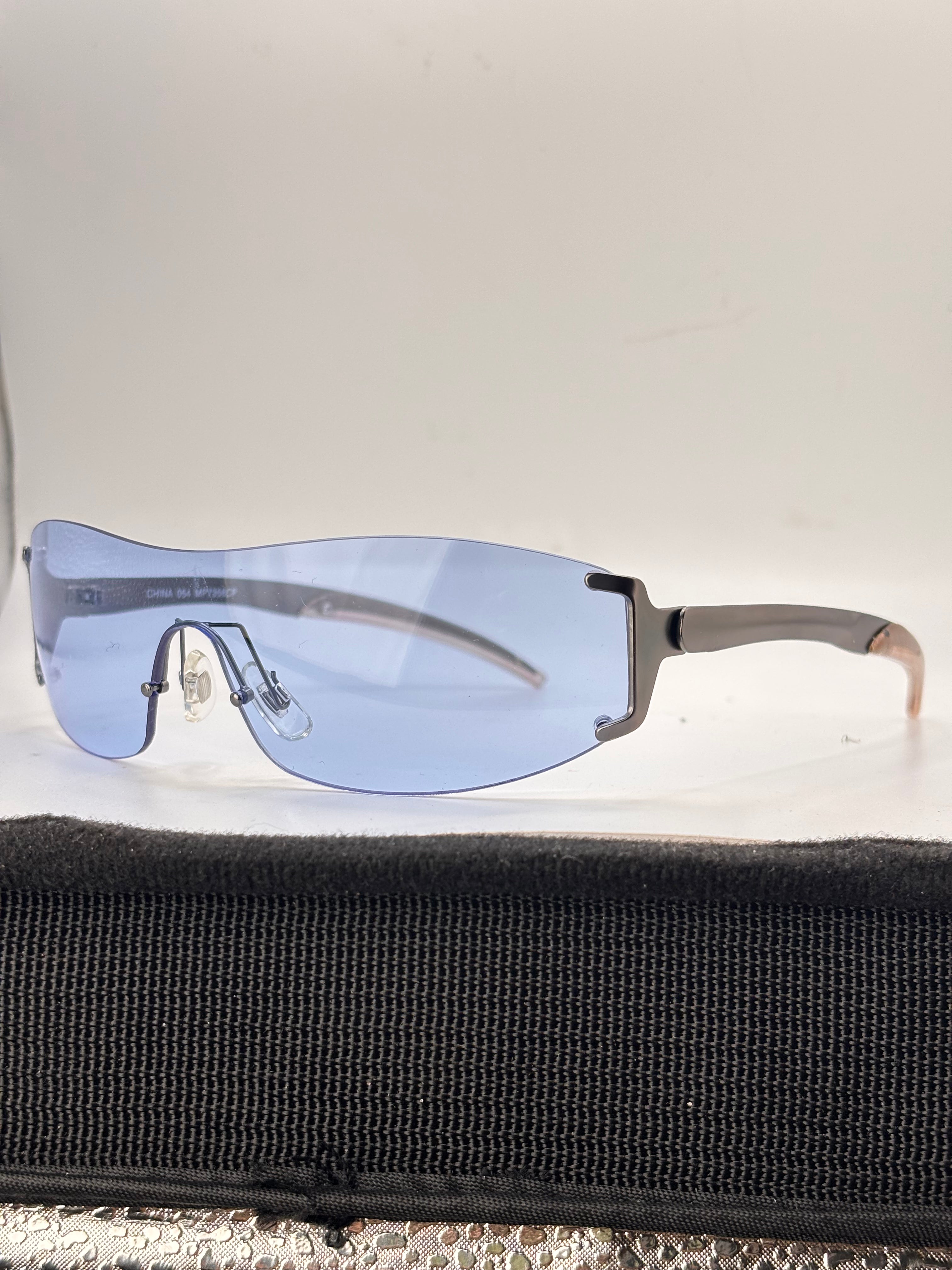 BOMB POP Rimless Colorful Shield Sunglasses-Giant Vintage Eyewear