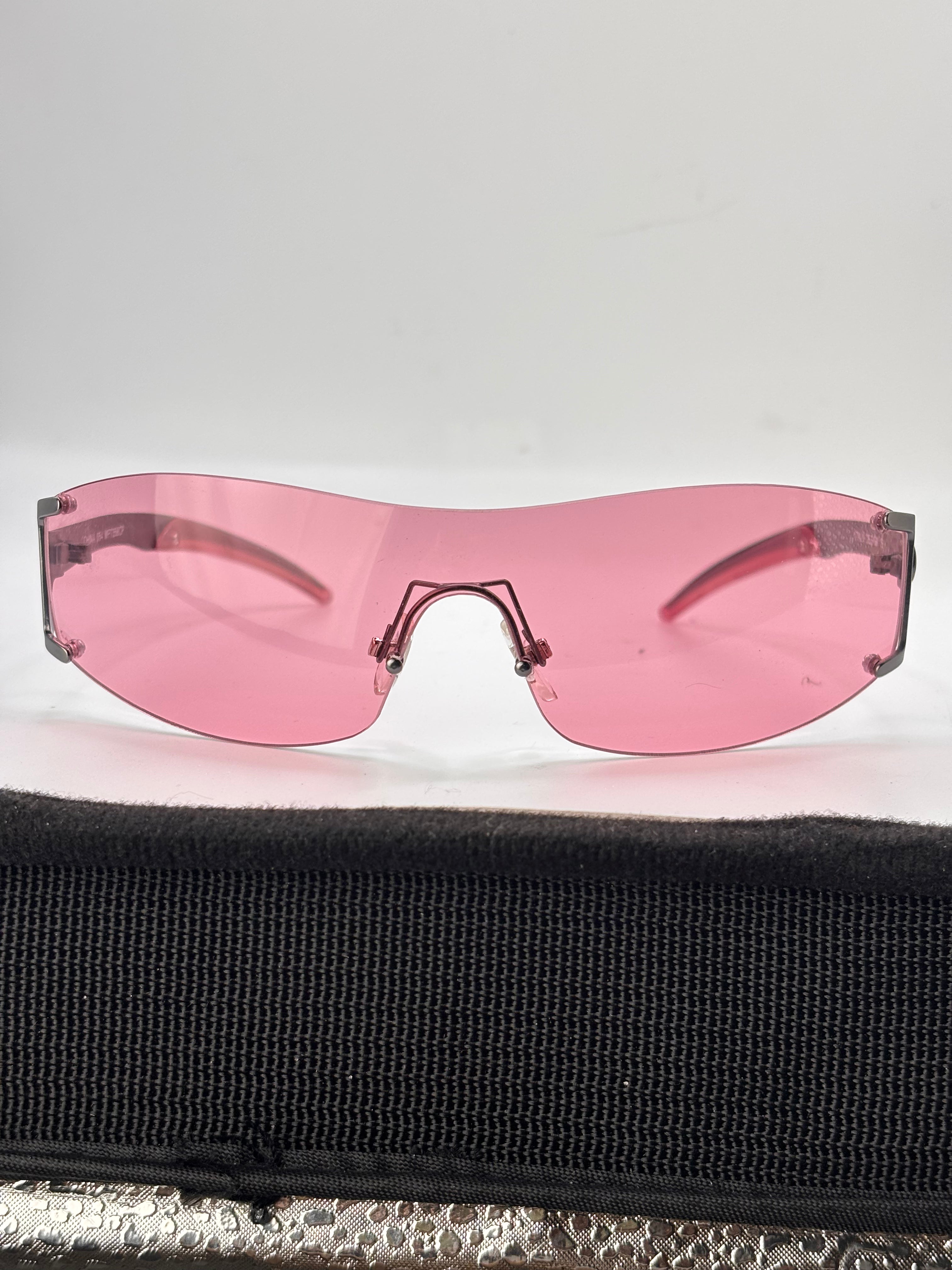 BOMB POP Rimless Colorful Shield Sunglasses-Giant Vintage Eyewear