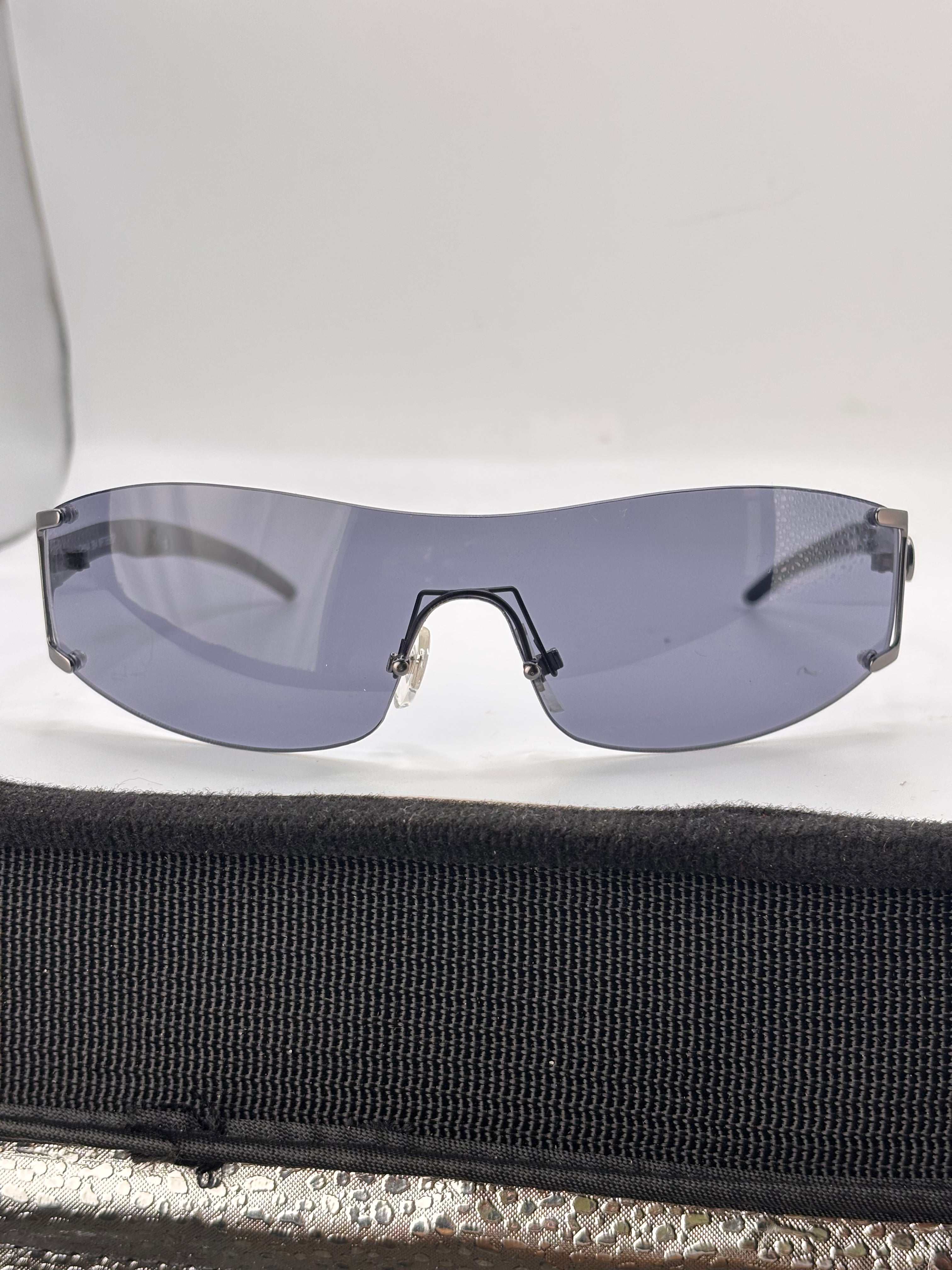 BOMB POP Rimless Colorful Shield Sunglasses-Giant Vintage Eyewear