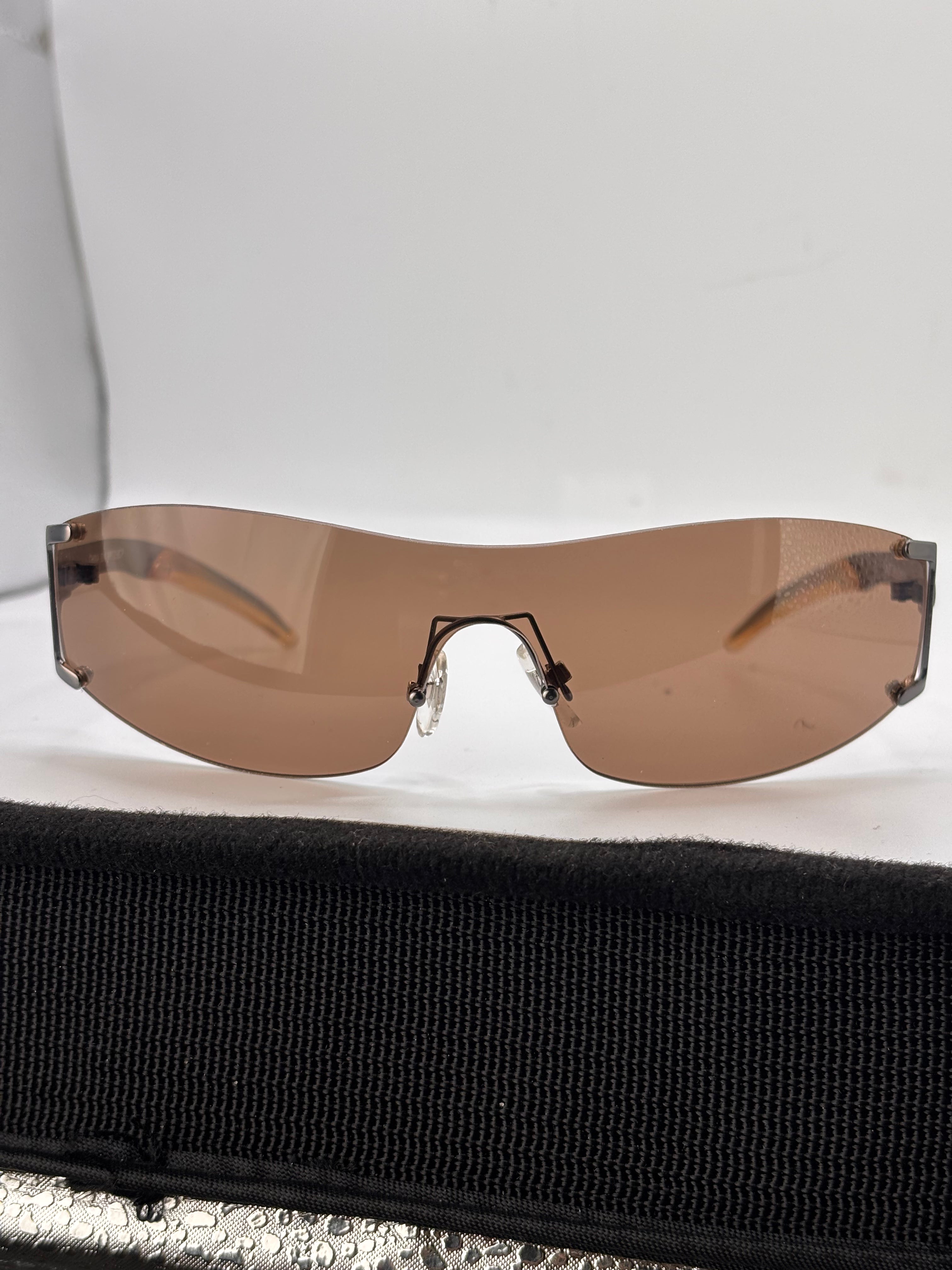 BOMB POP Rimless Colorful Shield Sunglasses-Giant Vintage Eyewear