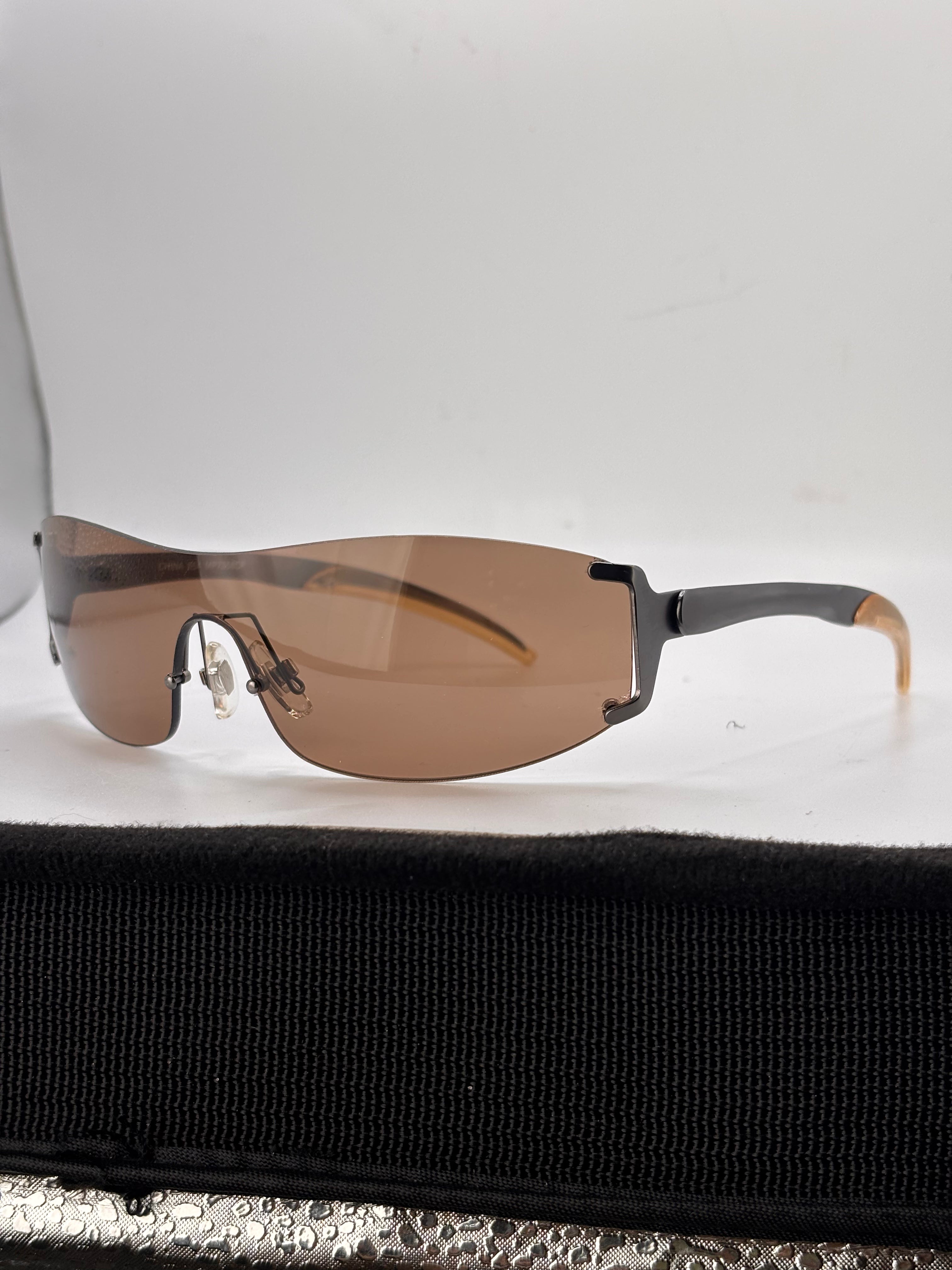 BOMB POP Rimless Colorful Shield Sunglasses-Giant Vintage Eyewear