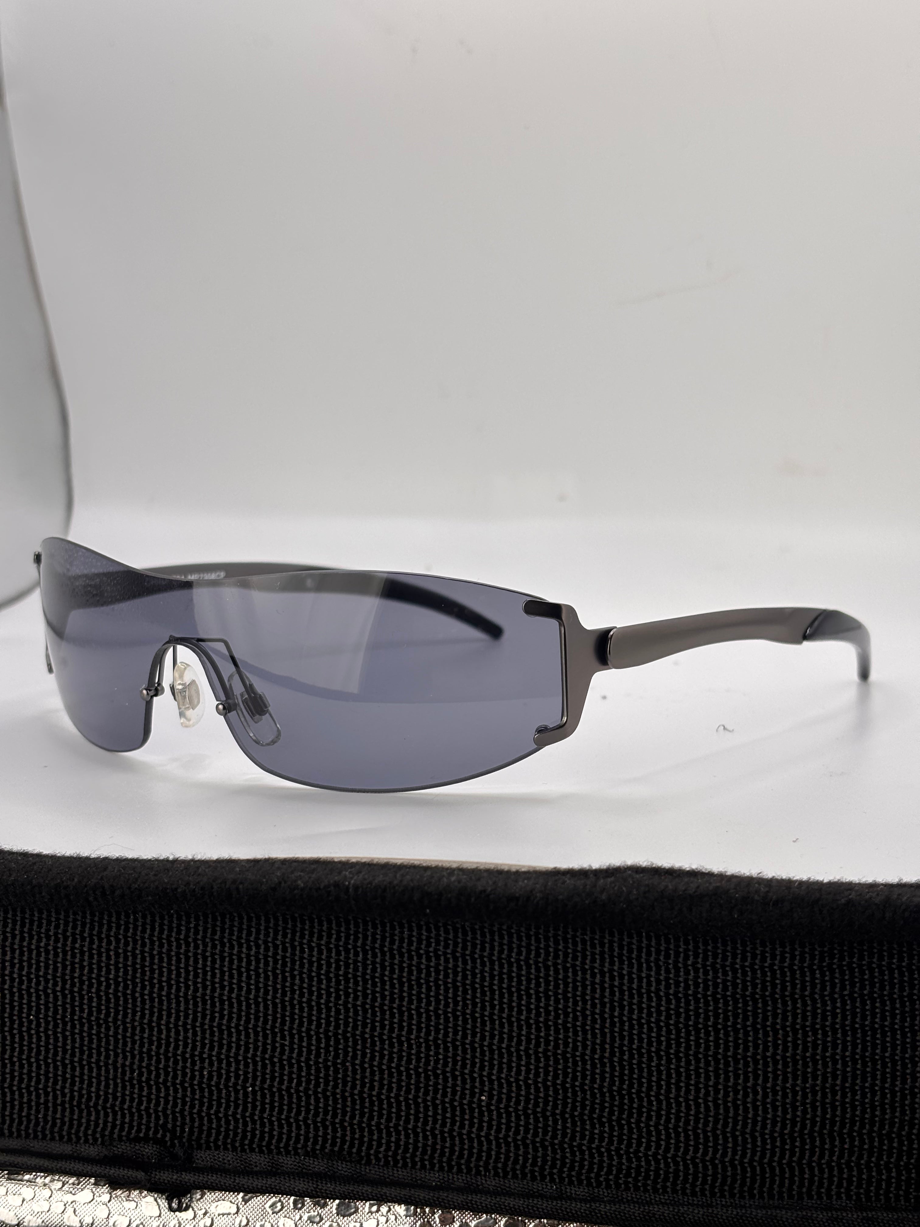 BOMB POP Rimless Colorful Shield Sunglasses-Giant Vintage Eyewear