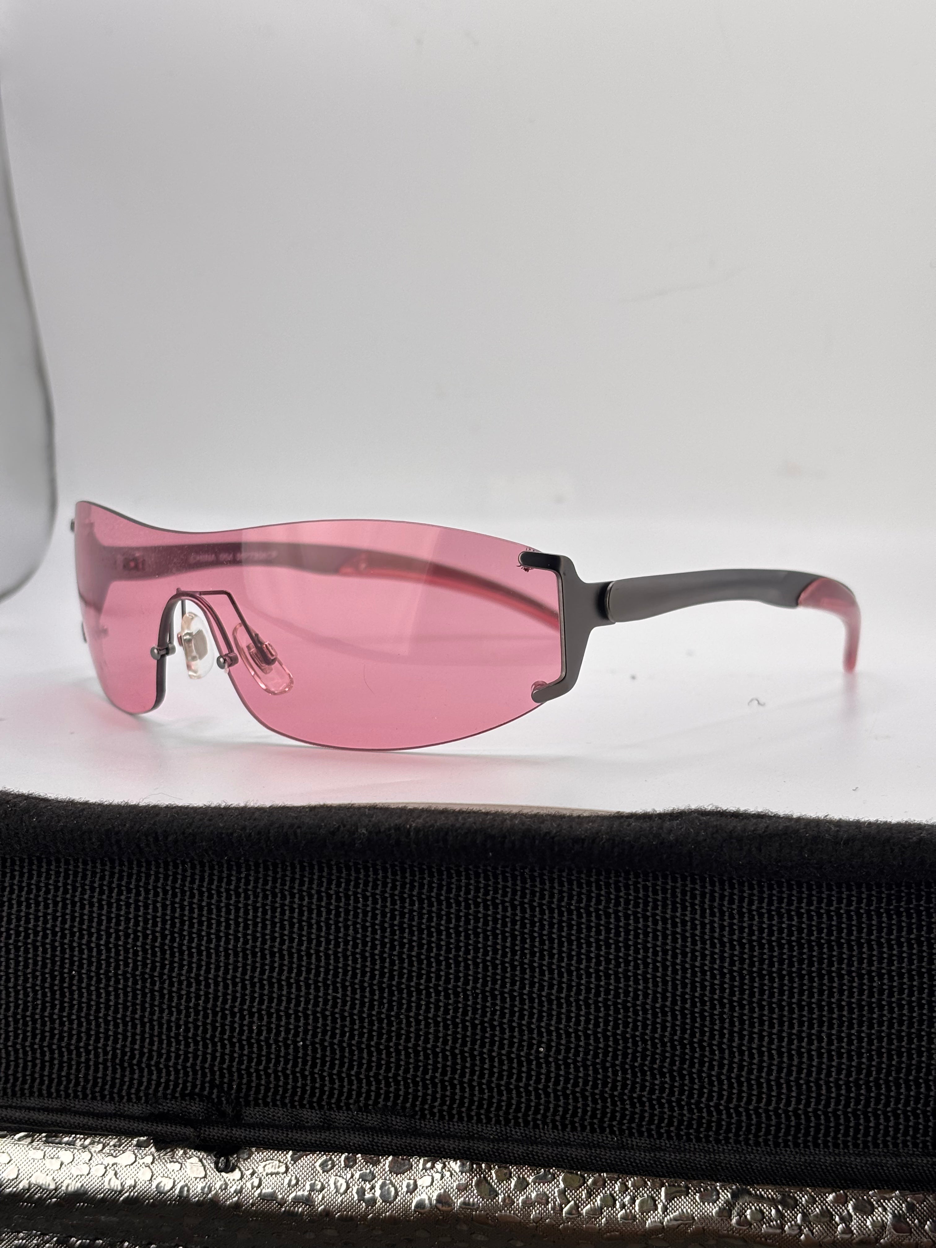 BOMB POP Rimless Colorful Shield Sunglasses-Giant Vintage Eyewear