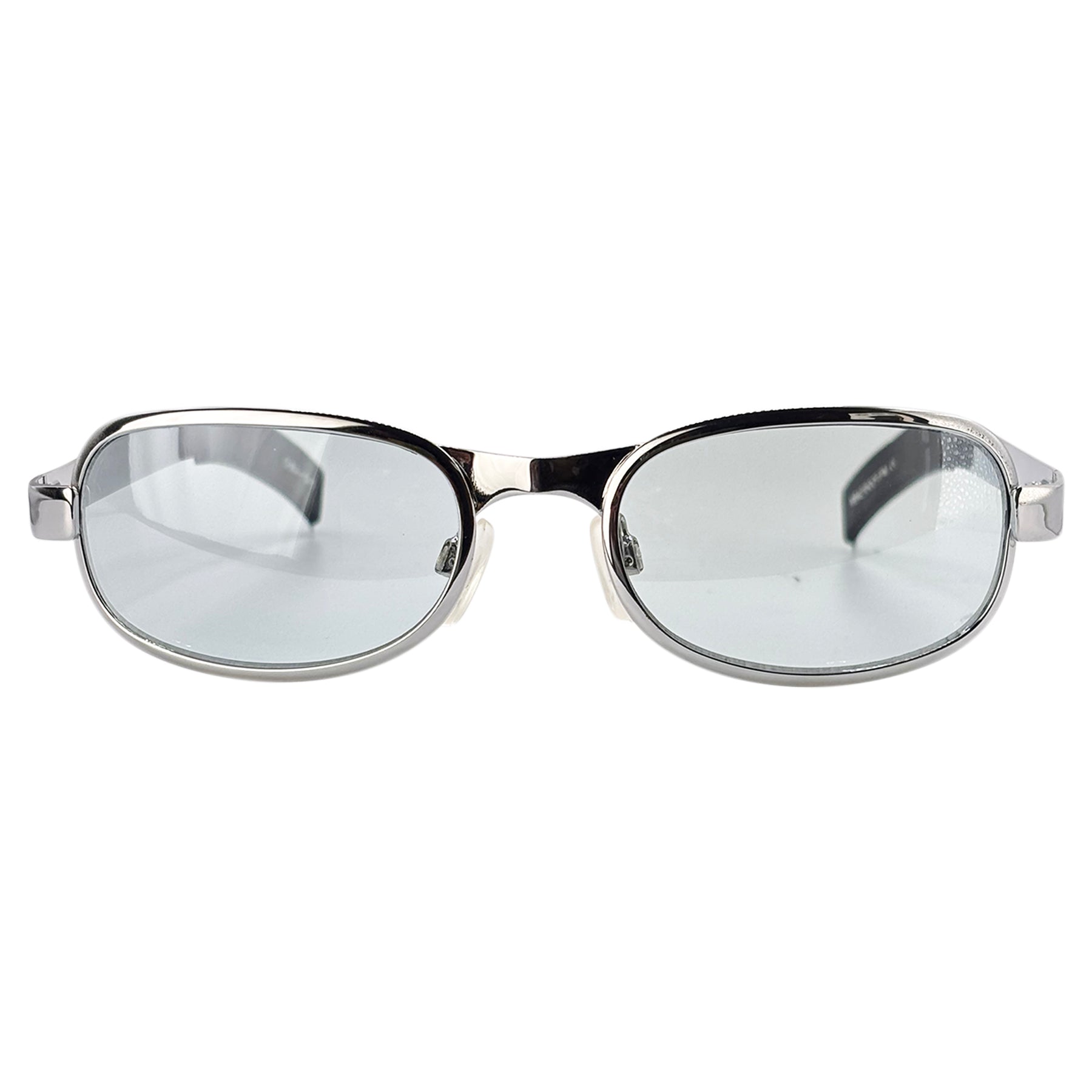 TWISTED 90's Metal Colorful Oval SunglassesSilver/Aqua-Giant Vintage Eyewear