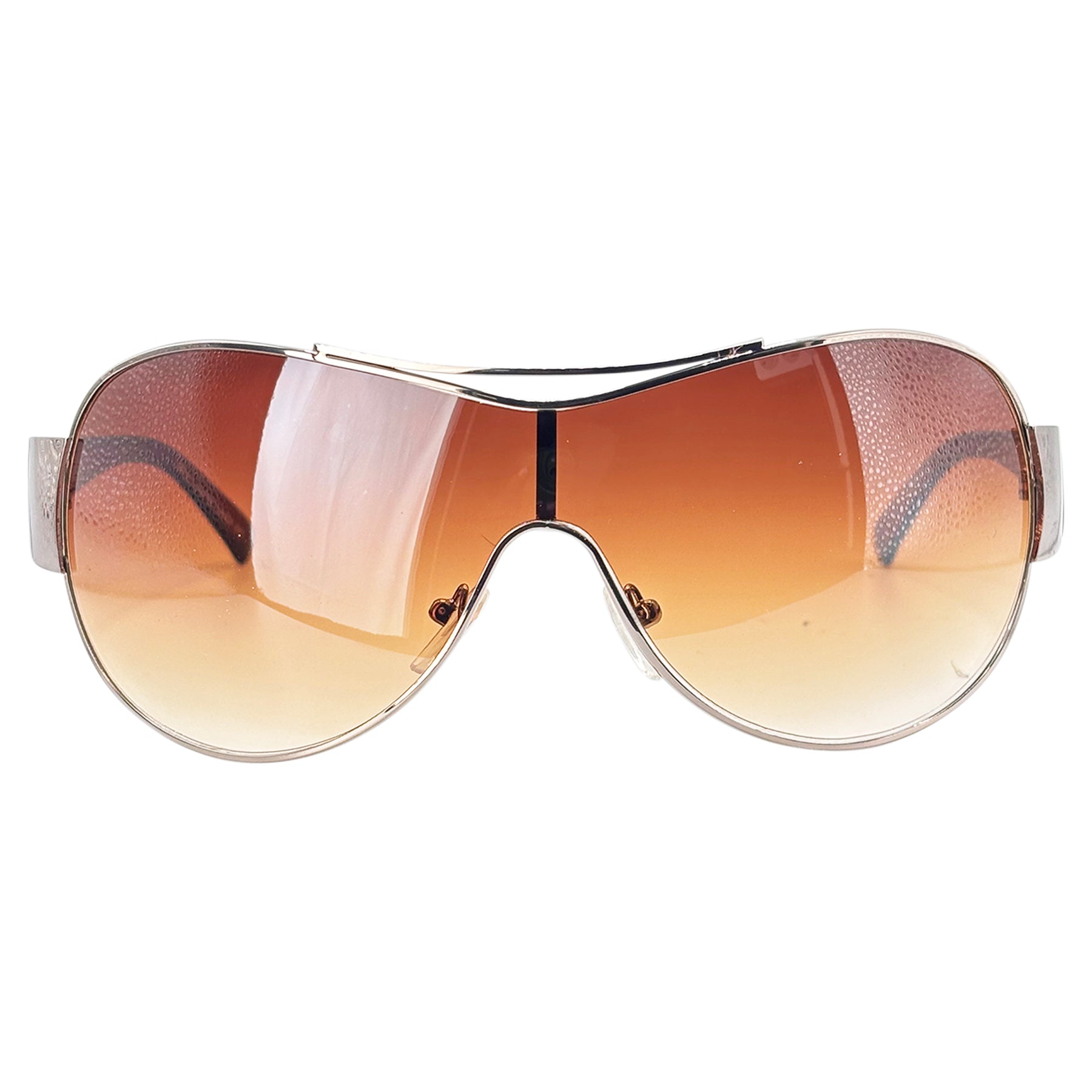 POPPIN Oversized Y2K Aviator ShieldGunmetal/Amber-Giant Vintage Eyewear