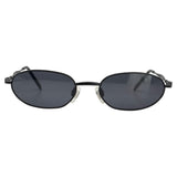 CINDY 90's Metal Oval SunglassesBlack/Super Dark-Giant Vintage Eyewear