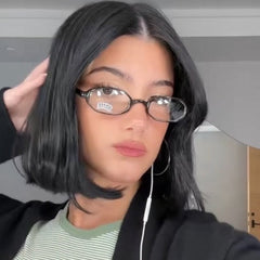 PINE Black Clear Small Bayonetta-Style 90s Glasses-Giant Vintage Eyewear