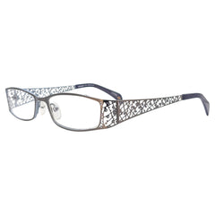 Black and gunmetal eyeglasses with a bayonetta/office siren look. Optical quality fashion eyewear. 