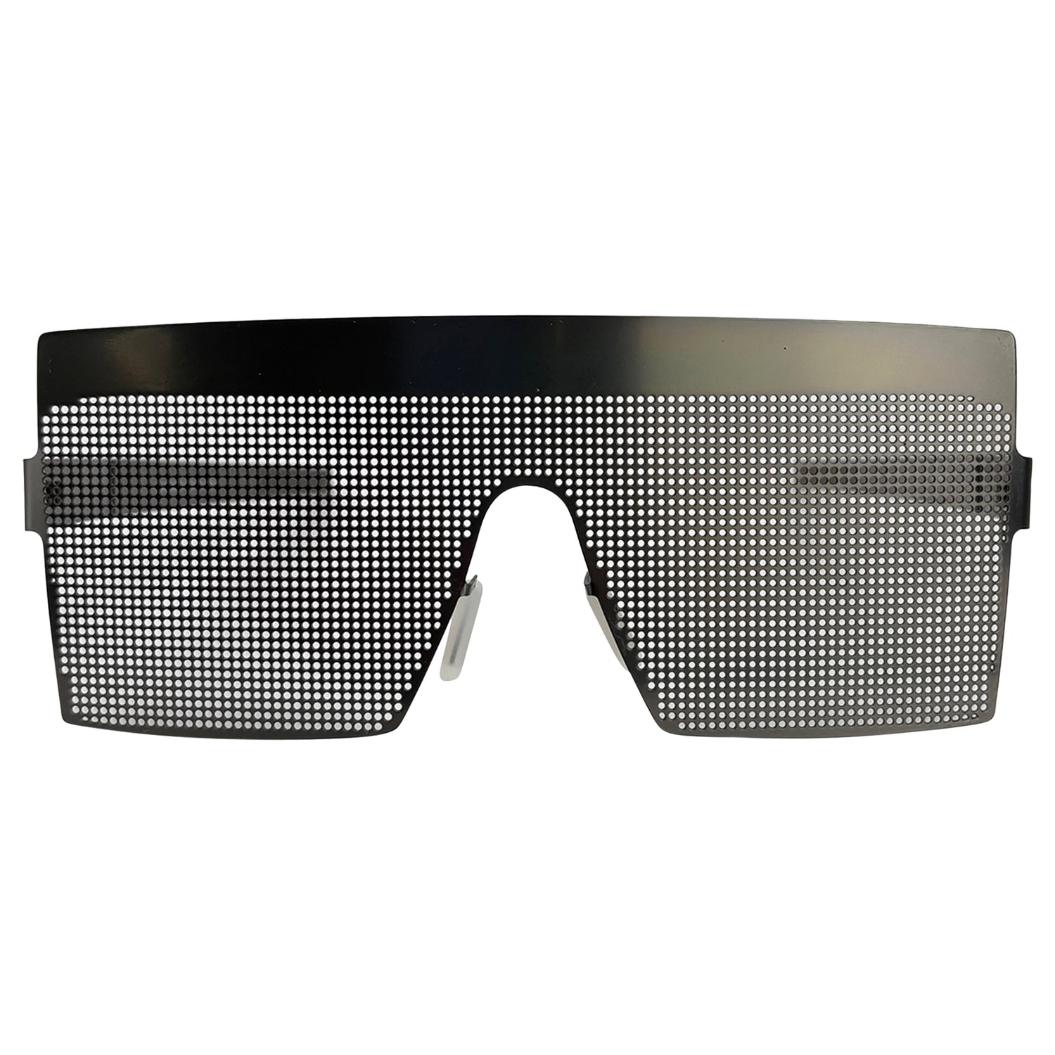 BLACKED OUT Fashion Oversized Metal Sleaze Shield Sunglasses Gunmetal