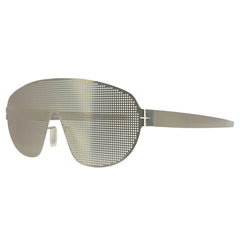 Sunglasses with a metal shield, grid-like pattern 