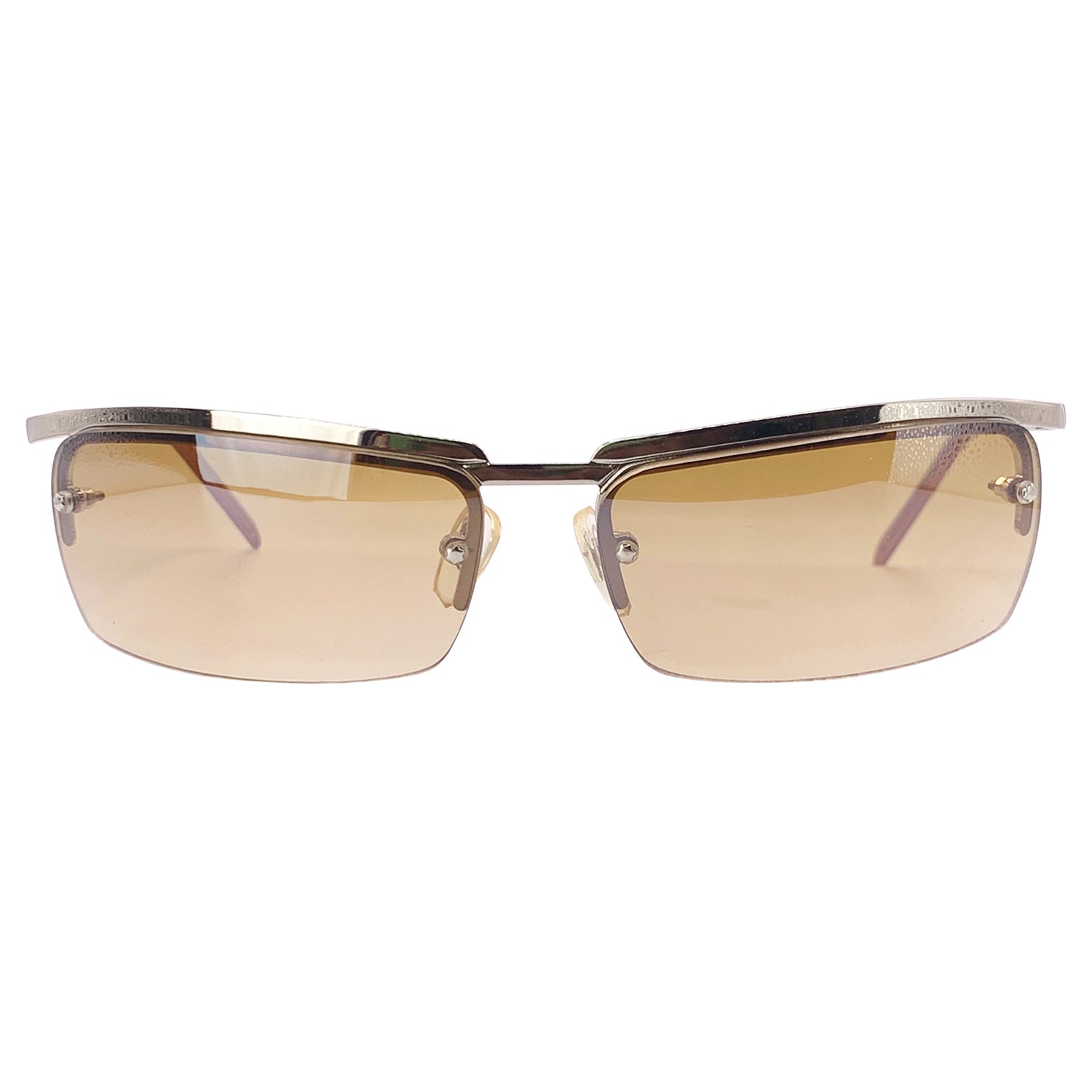 RADIO Rimless Y2K SunglassesGold/Amber-Giant Vintage Eyewear