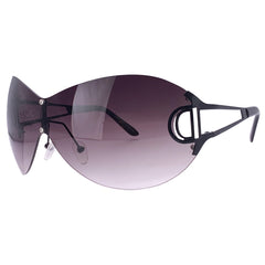 DOWNGRADE Oversized Rimless Shield SunglassesBlack/Smoke-Giant Vintage Eyewear