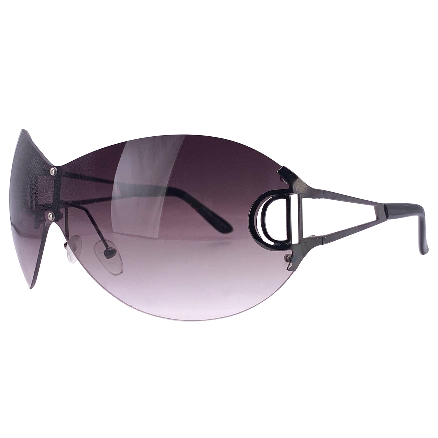DOWNGRADE Oversized Rimless Shield SunglassesGunmetal/Smoke-Giant Vintage Eyewear