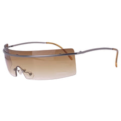 SQUEEZE IT Rimless Futuristic Shield Sunglasses-Giant Vintage Eyewear