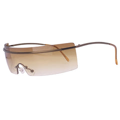 SQUEEZE IT Rimless Futuristic Shield Sunglasses-Giant Vintage Eyewear
