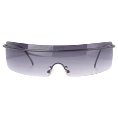 SQUEEZE IT Rimless Futuristic Shield SunglassesBlack/Smoke-Giant Vintage Eyewear