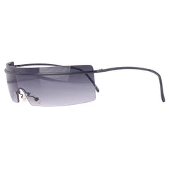 SQUEEZE IT Rimless Futuristic Shield Sunglasses-Giant Vintage Eyewear