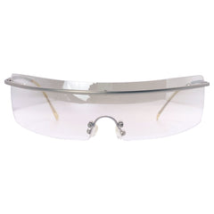 SQUEEZE IT Rimless Futuristic Shield SunglassesSilver/Flash-Giant Vintage Eyewear