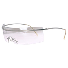 SQUEEZE IT Rimless Futuristic Shield Sunglasses-Giant Vintage Eyewear
