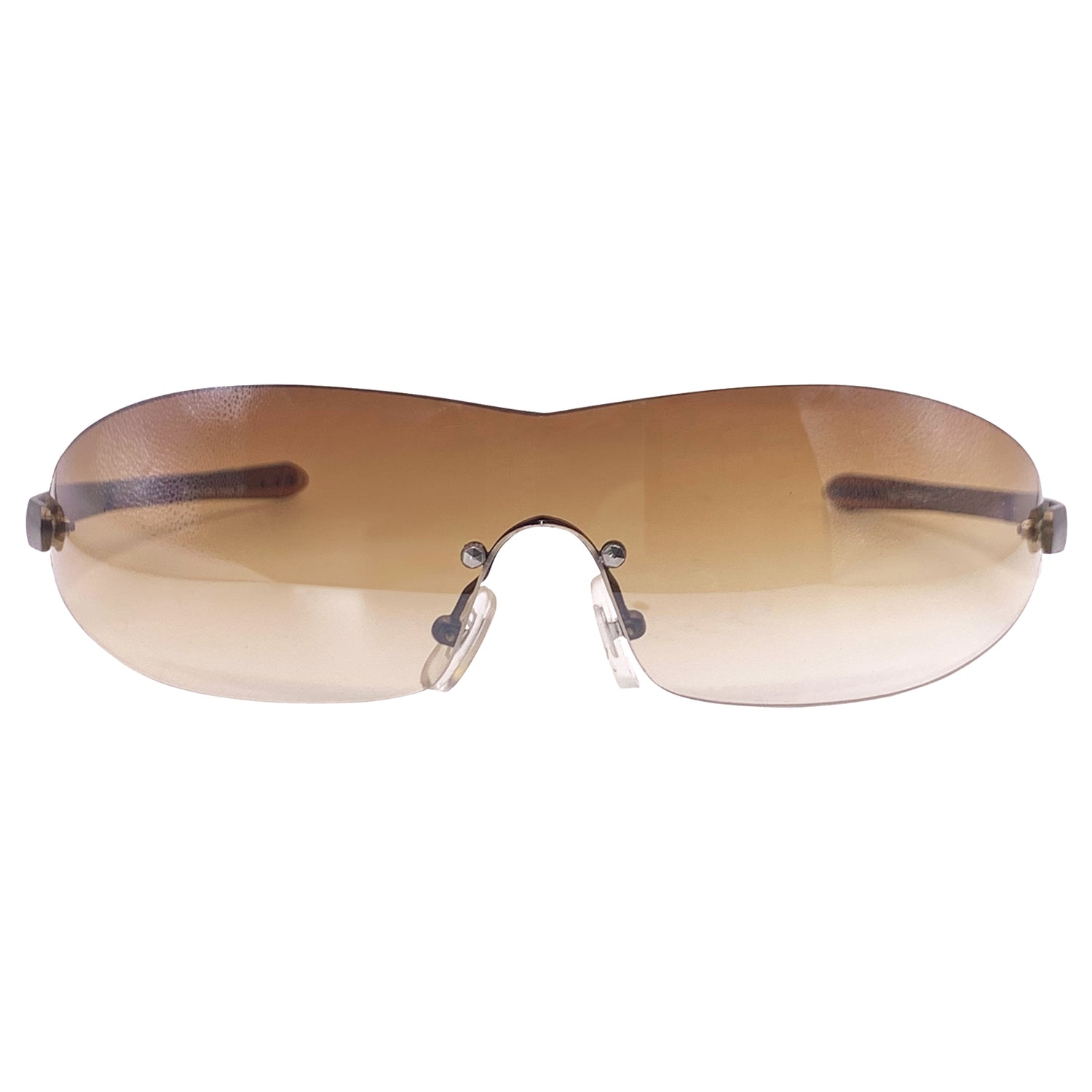 TOUCH IT Rimless Sport Shield SunglassesAmber-Giant Vintage Eyewear