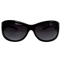 Black cat-eye sunglasses with dark tinted lenses, shown against a plain white background.